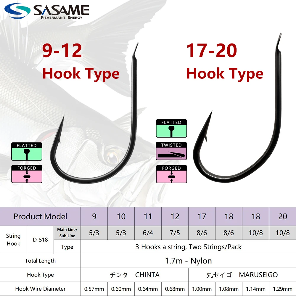 Japan SASAME String Hook with 3 Hook Rigs Swivel Fishing Tackle Boating  Fishing Saltwater Fishhooks Fishing Accessories Tackle