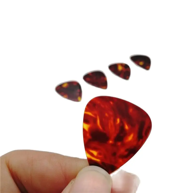 Celluloid Guitar Picks, Tortoise Shell Color, Different Thickness, Plectrum, , 100Pcs
