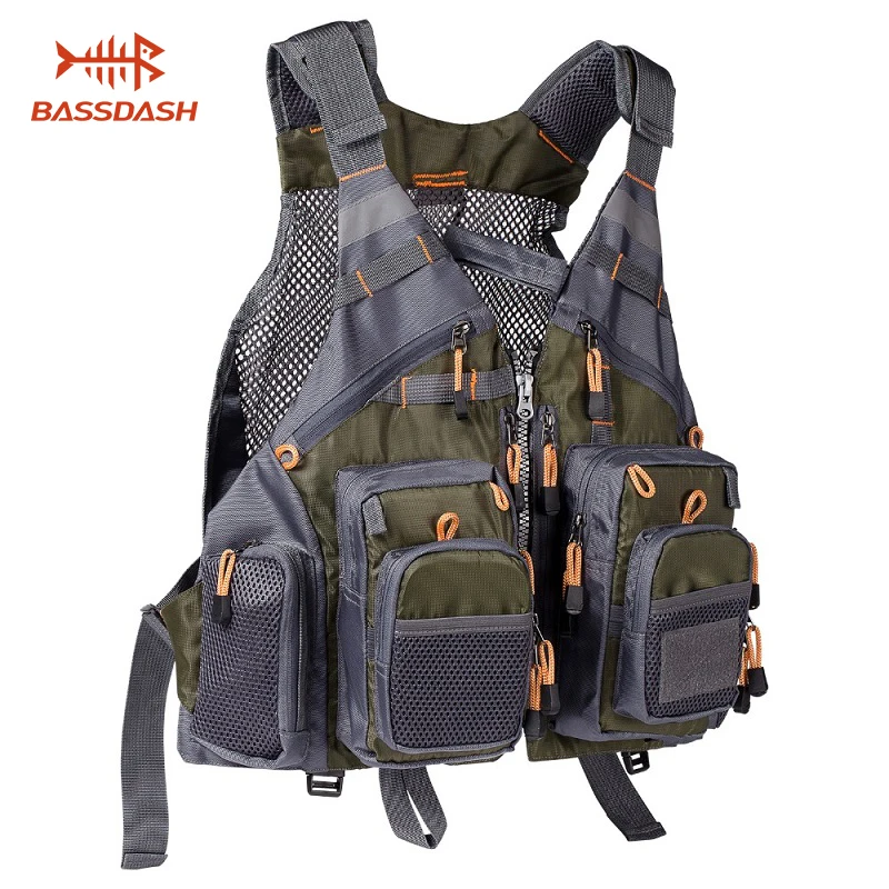 Bassdash Breathable Fishing Vest Outdoor Sports Fly Swimming Adjustable Vest Fishing Tackle