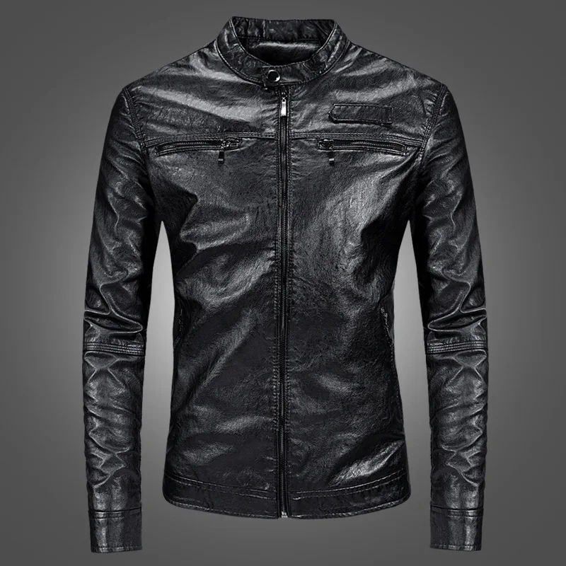 

Men Leather Jacket New Style Autumn Korean-style Slim Fit PU Leather Jacket-Style Youth Versatile Motorcycle Jacket Men'S Wear