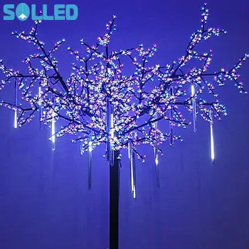 

8 Falling Rain Drop/icicle Snow Fall String LED Xmas Tree Cascading Light Decor 8 Tube Meteor shower Christmas lights