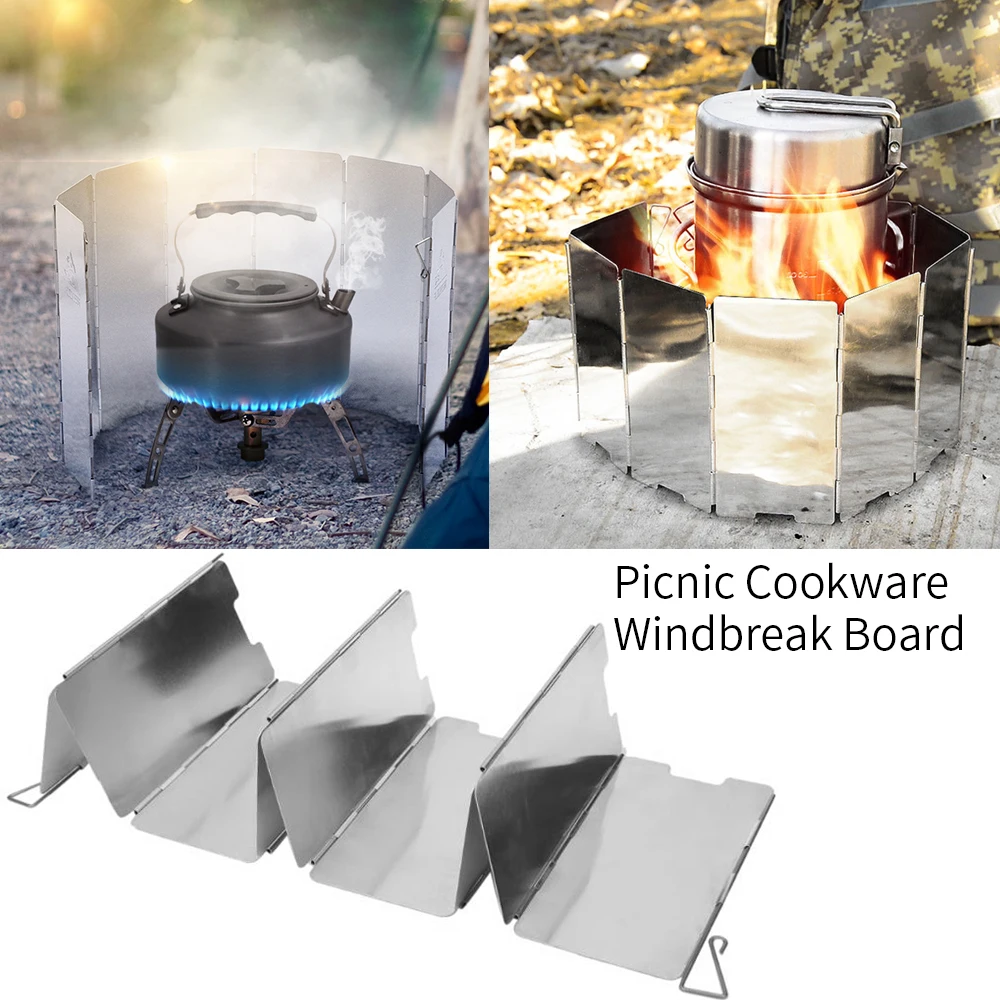 

Stove Gas 9 Pieces Windshield Gas Stove Wind Shield Screen Foldable Outdoor Fold Camping Cooker Camping Wind Shield Windscreen