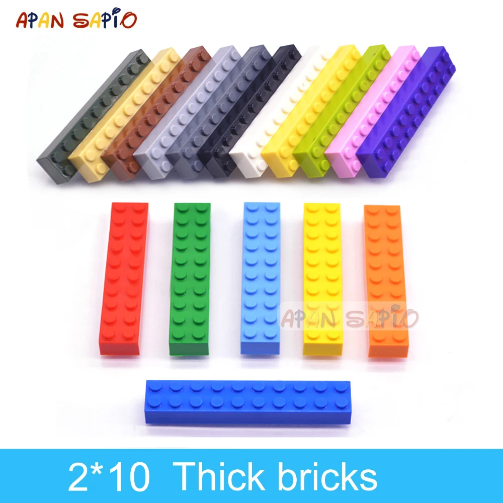 80pcs diy building blocks thick figure bricks slope 2x2 educational creative size compatible with plastic toys for children 10pcs DIY Building Blocks Thick Bricks 2x10 Dots 16Color Educational Creative Compatible With Brand Plastic Toys for Children