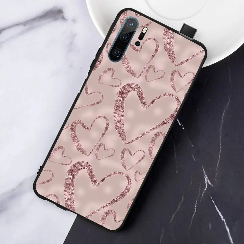 phone case for huawei Vàng Hoa Hồng Trái Tim Tình Yêu Thẩm Mỹ Ốp Lưng Điện Thoại Huawei Honor Giao Phối P 10 20 30 40 Pro 10i 9 10 20 8 X Lite waterproof case for huawei Cases For Huawei