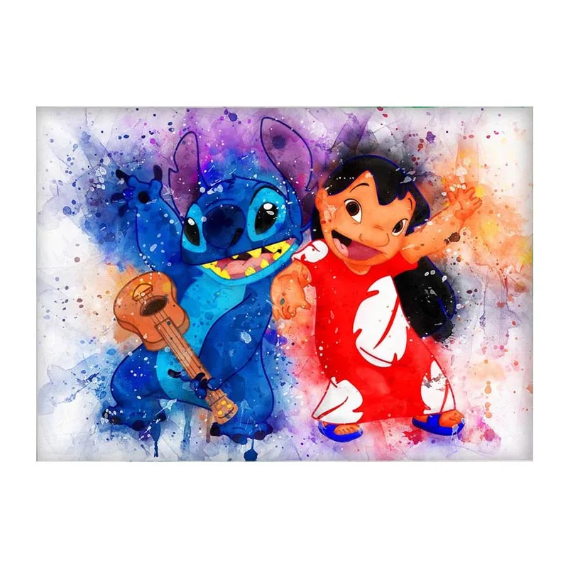 Lilo & stitch diy pintura por números pintados à mão pintura a óleo desenho  sobre tela matar o tempo presente original decoração de casa