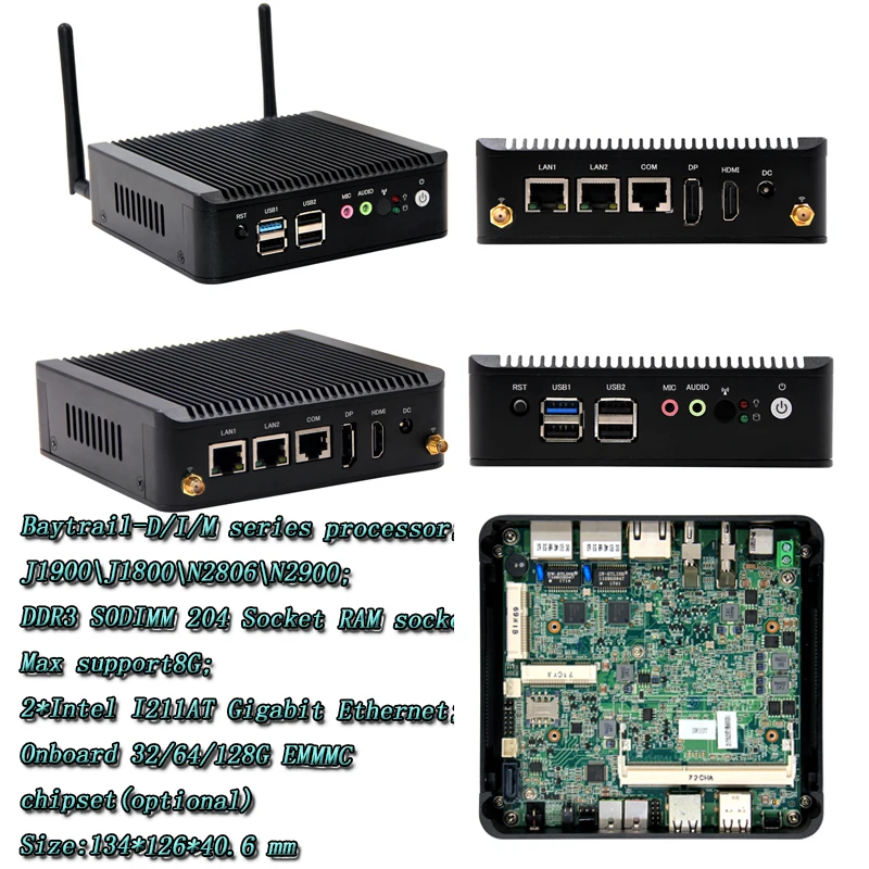 Pfsense Nano Mini itx Baytrail J1800 Barebone мини-компьютер Ubuntu linux брандмауэр маршрутизатор x86 безвентиляторный маленький промышленный мини-ПК