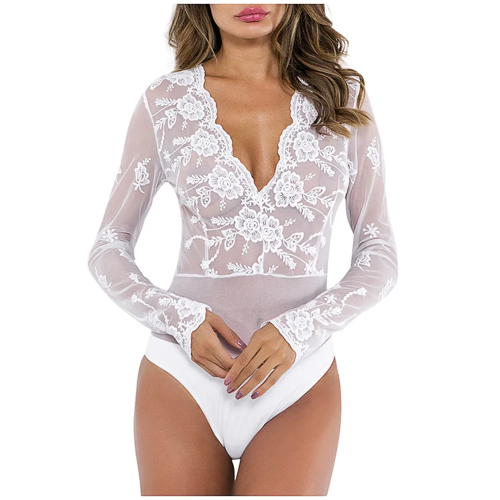 Сексуальное нижнее белье Babydoll Teddy горячее эротичное женское белье перспективное кружевное платье Соблазнительные интимные сексуальные костюмы - Цвет: White