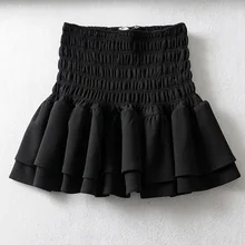 Fandy lokar, вязаные Каскадные мини юбки, женская модная юбка с высокой талией, женские элегантные юбки с эластичным поясом, женские юбки HW