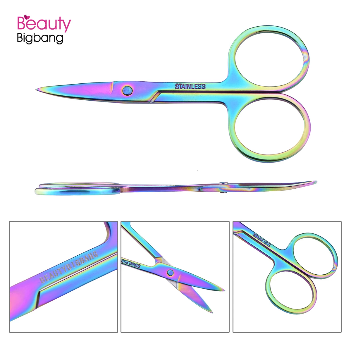 BEAUTYBIGBANG Хамелеон изогнутая головка брови ножницы для макияжа триммер для лица для удаления волос маникюрные ножницы инструмент для кутикулы ногтей