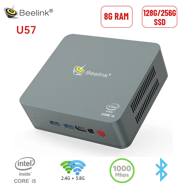 Beelink U57 мини-ПК i5-5257U Intel HD Graphics 610 Windows 10 8 ГБ ОЗУ 128 ГБ/256 SSD двойной HDMI 2 4G/5 8G WiFi 1000