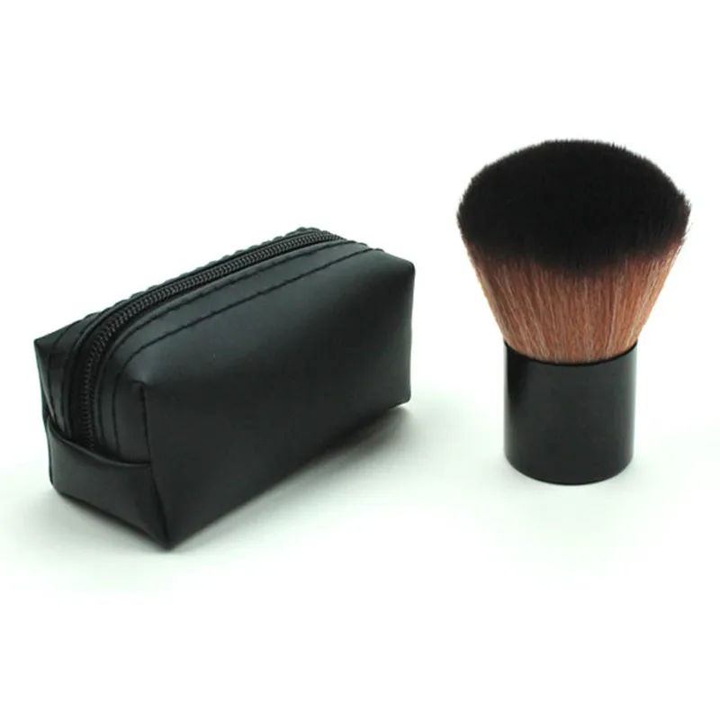 Kabuki Brush Blush Bronzer Loose Powder Foundation Synthetic Hair Flat Brush with Lid Case Contour Beauty Makeup Tools