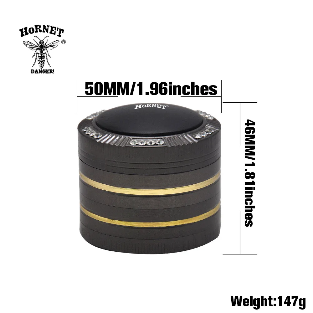 HORNET Премиум цинковый сплав Точильщик для табака 50 мм 4 шт острые алмазные зубы