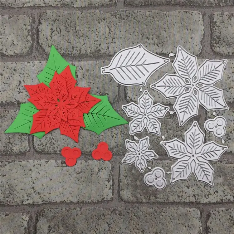 Poinsettia Flowers Wedding Metal Cutting Dies Stencil for DIY Scrapbooking album Decorative Embossing Craft Cut Paper Cards Tool | Дом и сад