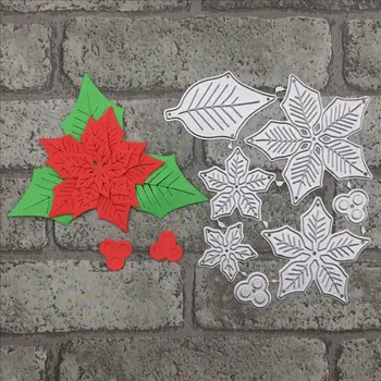 

Poinsettia Flowers Wedding Metal Cutting Dies Stencil for DIY Scrapbooking album Decorative Embossing Craft Cut Paper Cards Tool
