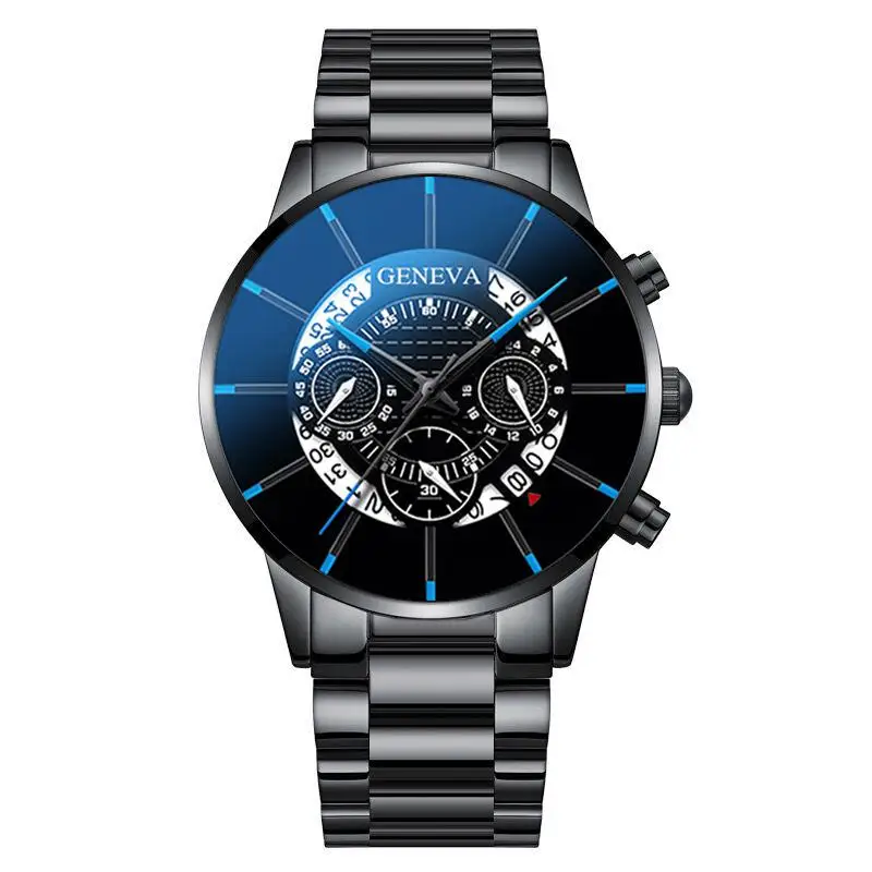 Geneva Brand New Men's Quartz Watch European And American New Design Fashion Casual Stainless Steel Calendar Men's Watch 