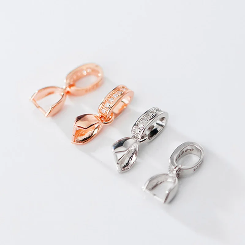 

100% 925 Sterling Silver Micro Paved AAA Zircon Necklace Clasp Clip Gem Jades Pendant Connector Hooks DIY Fancy Jewelry Making