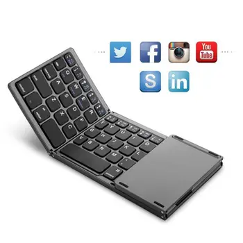 

Tri Folding Bluetooth Wireless Keyboard with Touch Pad for Phone PC Tablet