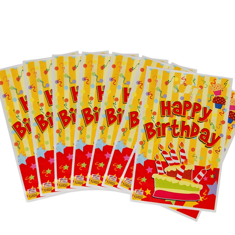 Happy Birthday 10 шт подарочные пакеты, сумки с лутом, радужные звезды, единорог, пластиковые сумки для детей, для дня рождения, вечеринки, вечеринки, вечерние украшения, набор конфетных сумок - Цвет: Happy Birthday