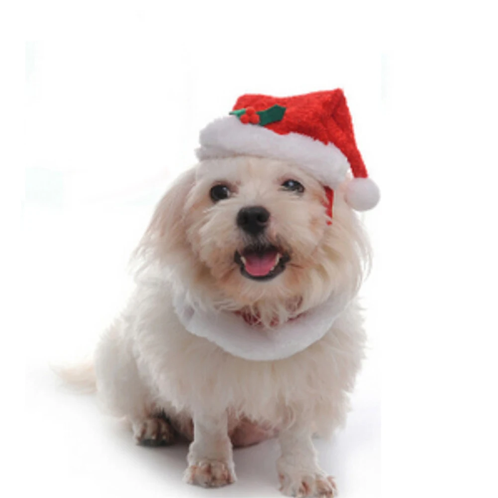 Christmas Pet Dog Costume Shawl Hat Dog Collar Cap Christmas Pet Dog Cat HAT