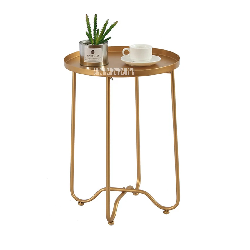  18XS197 Modern Simple Bedroom Metal lron Folding Small Round Coffee Table Living Room Eco Friendly  - 4000377012163
