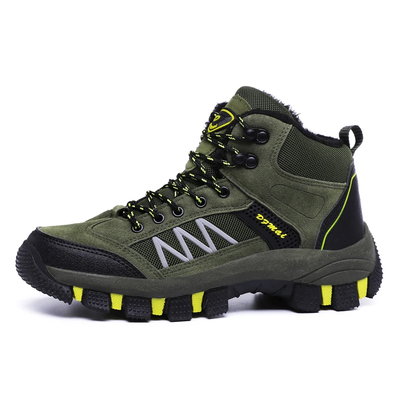 ArmyGreenShoes TANTU, мужские треккинговые ботинки, мужские уличные водонепроницаемые треккинговые ботинки, дышащие замшевые горные ботинки из коровьей кожи, обувь для альпинизма со средним вырезом - Цвет: ArmyGreenShoes