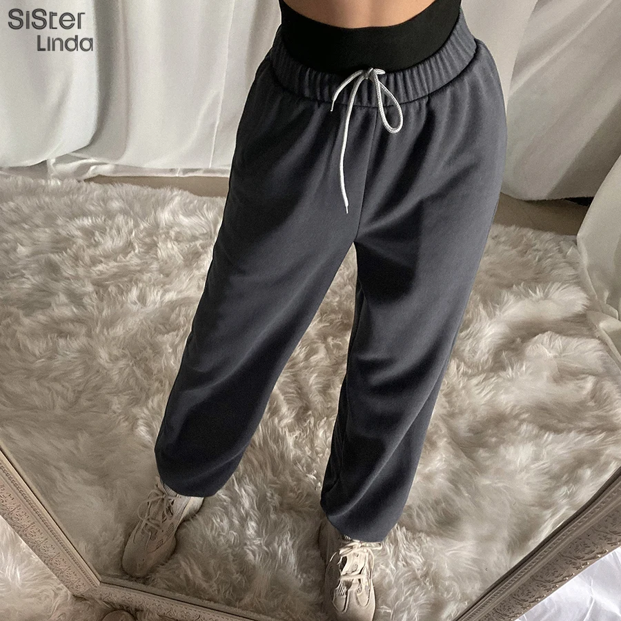 Sisterlinda, женские штаны, пэчворк, свободные, теплые, панталоны, Джокер, повседневные, спортивные, свободные, высокая талия, эластичные штаны, Mujer, спортивные штаны