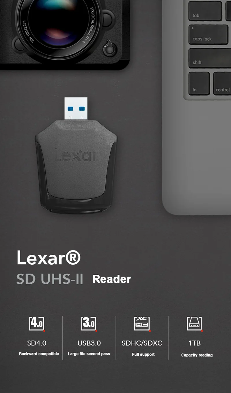 Lexar картридер Профессиональный USB 3,0 кардридер SD карта SDHC SDXC высокоскоростная карта памяти Однопортовый UHS-II кардридер