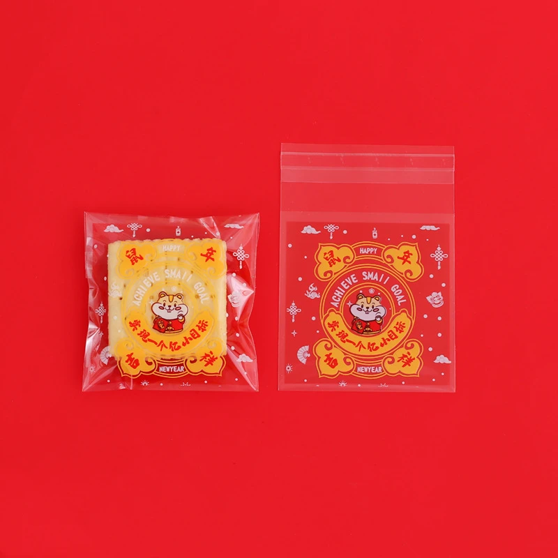 Chinese Year 1 LBSISI Life 100 шт. 7x7+ 3 см самоклеющиеся пакеты конфеты из нуги печенья Упаковка OPP ювелирные изделия подарок поли маленькие пластиковые пакеты для мыла - Цвет: Chinese Year 1