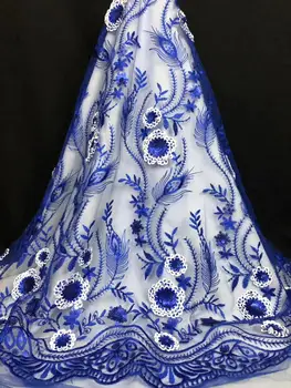 

newest embroiderynet lace fabric with muti color sequins nice pattern JOY-3210 african lace fabric for fashion dress of ladies
