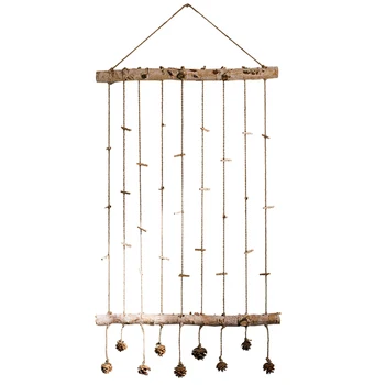 

pine cone decor birch wood countryside natural wall hanging photo display