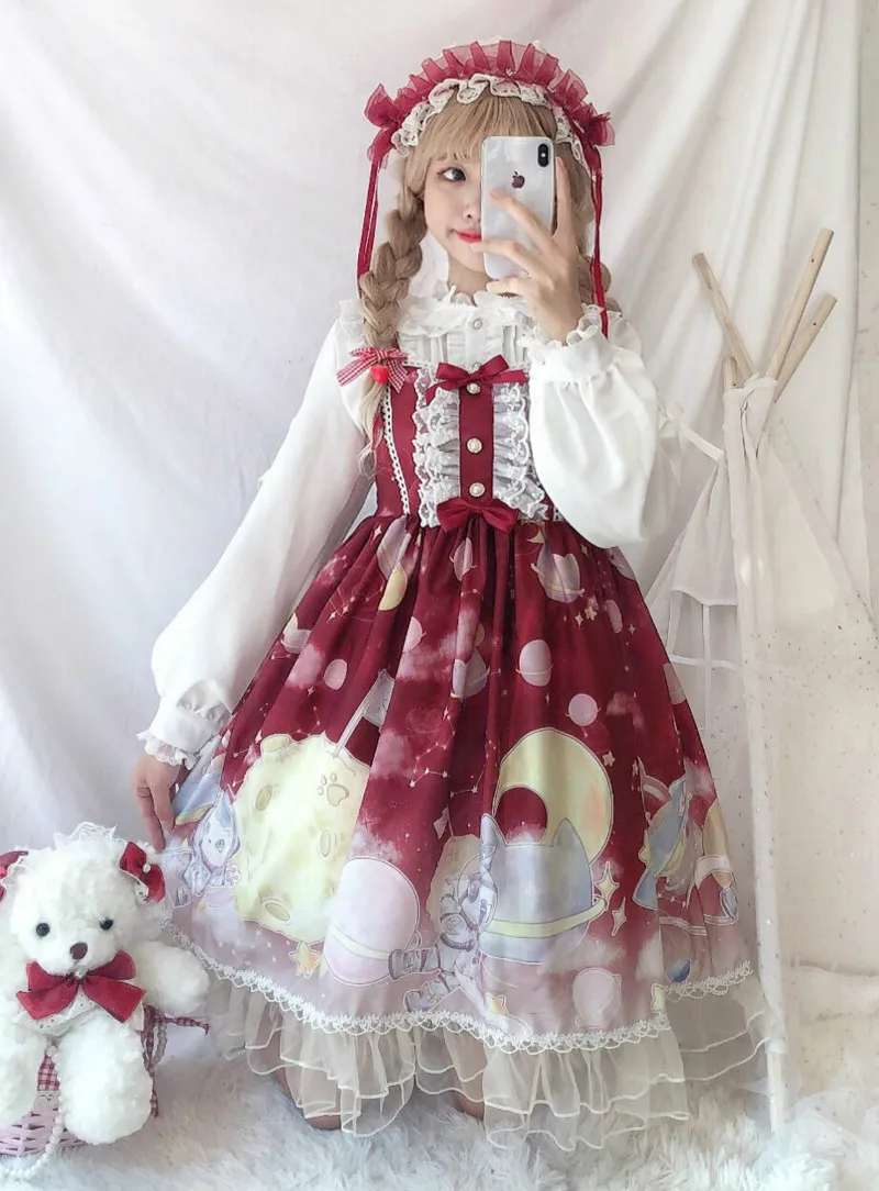 Cosplay&ware Lolita Dress Sweet Cute Japanese Kawaii Girls Princess Maid Vintage Gothic Printed Patterns Lace Pink Summer Skirt -Zentai shop online H985ce8578ced4b9a88c3ad1472b052a2d.jpg