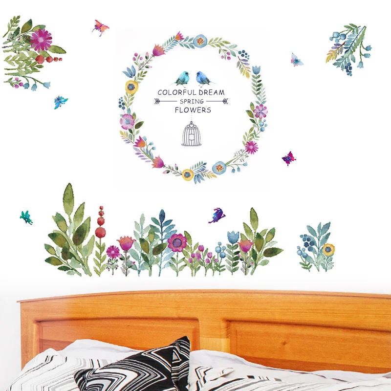 DIY виниловые цветы наклейки на стену садовое растение птичья клетка плакаты окно