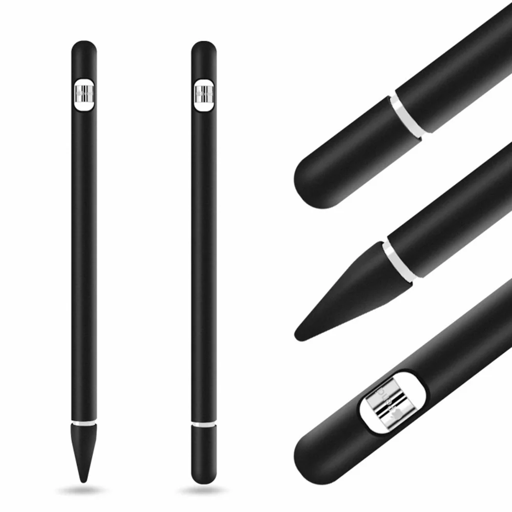 4 шт./компл. подходит для Apple Pencil 1st крышка мягкая силиконовая крышка наконечник протектор защита ультратонкий Противоскользящий - Цвет: Черный