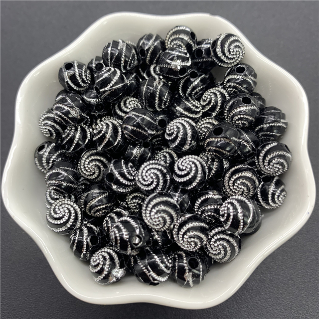 8mm Acrylic Spacer Beads Carving Vortex Loose Round Shape Beads For Jewelry Making