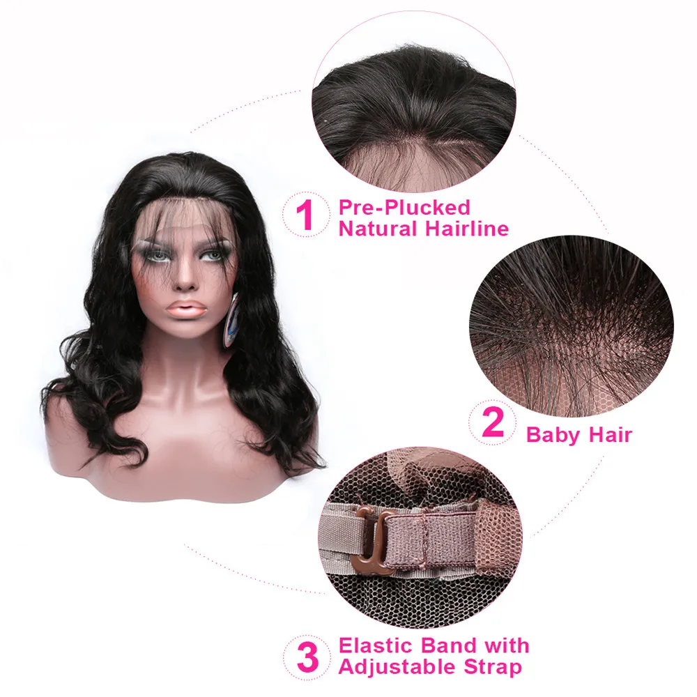 10A 13x6 Синтетические волосы на кружеве человеческие волосы парик бразильский девственные волосы натуральный Цвет с ребенком волнистые волосы, для придания объема парики из натуральных волос для черный Для женщин