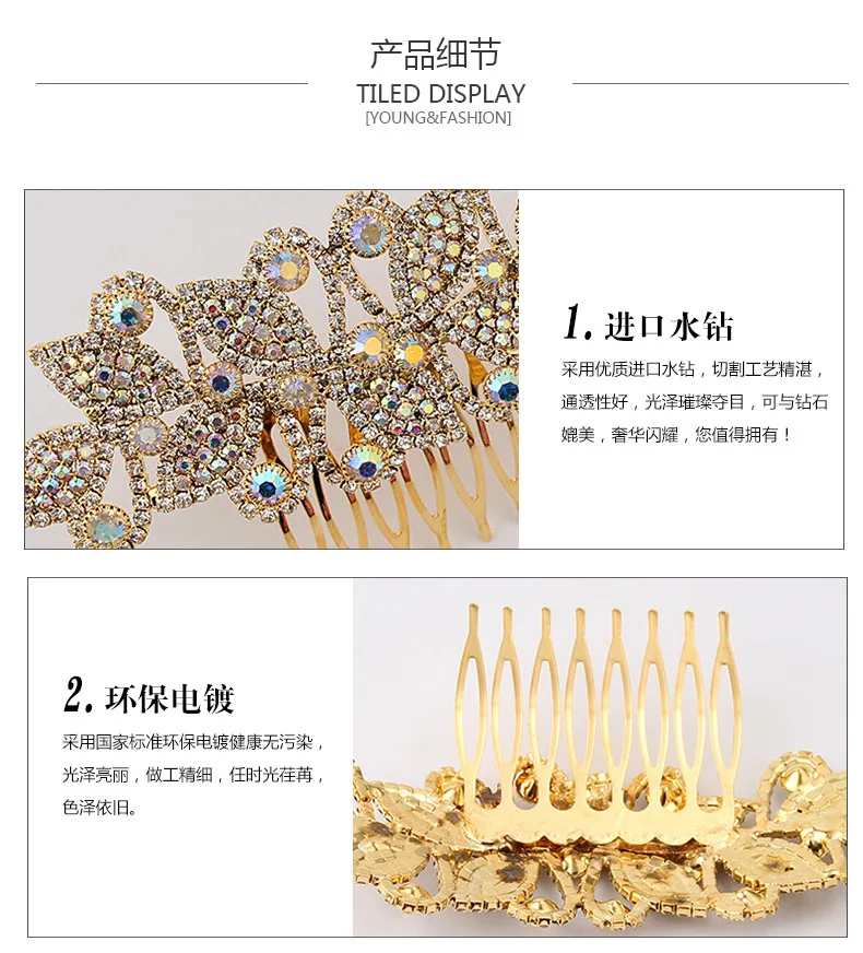 Man-made Diamond Hair Comb Hair Accessories Korean-style Comb Large Barrettes Bride Headband Meatball Headdress Adult Hair Band