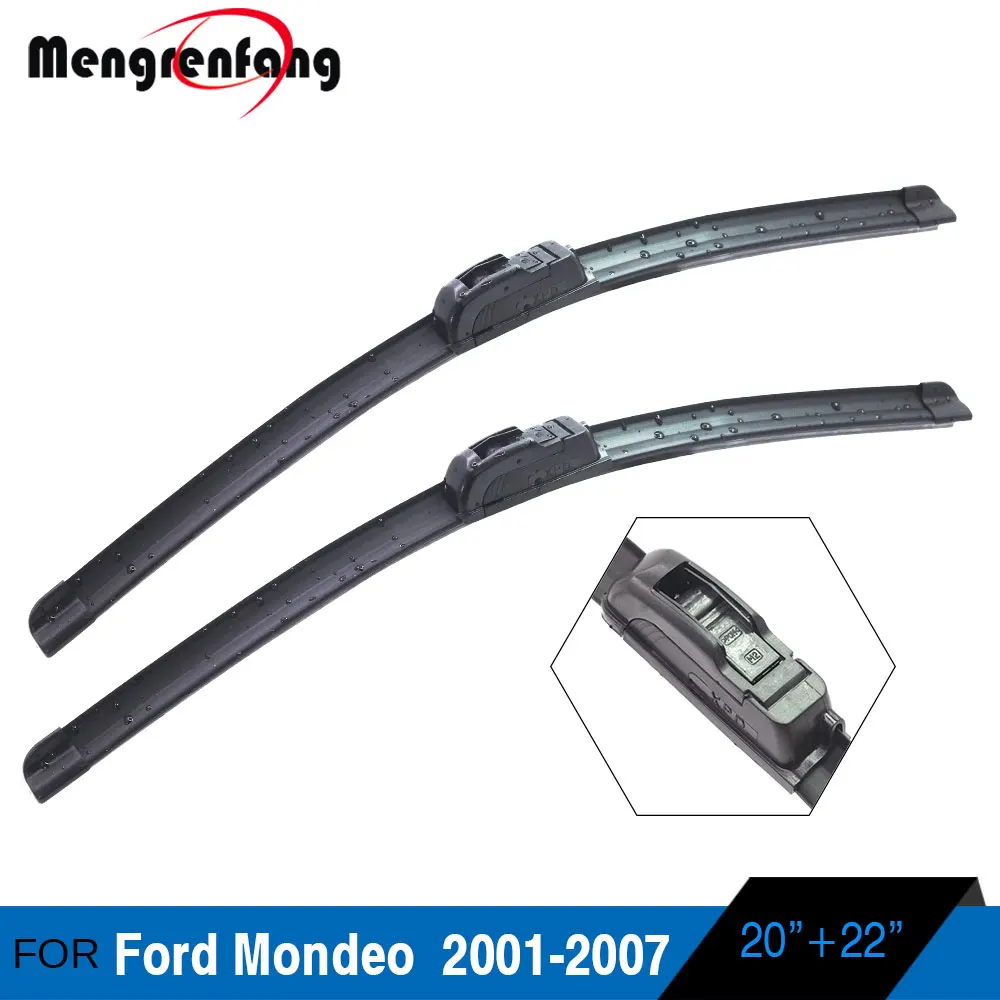 2001-2007 Для Ford Mondeo 1993- щетки стеклоочистителей для автомобиля мягкие резиновые передние стеклоочиститель кнопка и боковой зажим и J крюковые рычаги - Цвет: 2001-2007