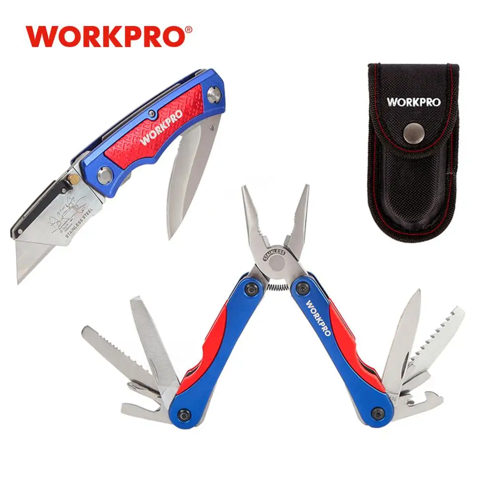 WORKPRO нож с двойным лезвием 15 в 1 многофункциональные плоскогубцы 2 шт. набор