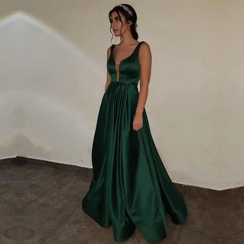 

CPD012 New Fashion Deep V Neck A-Line Evening Dresses Open Back Party Prom Dresses Formal Gown robe de soiree