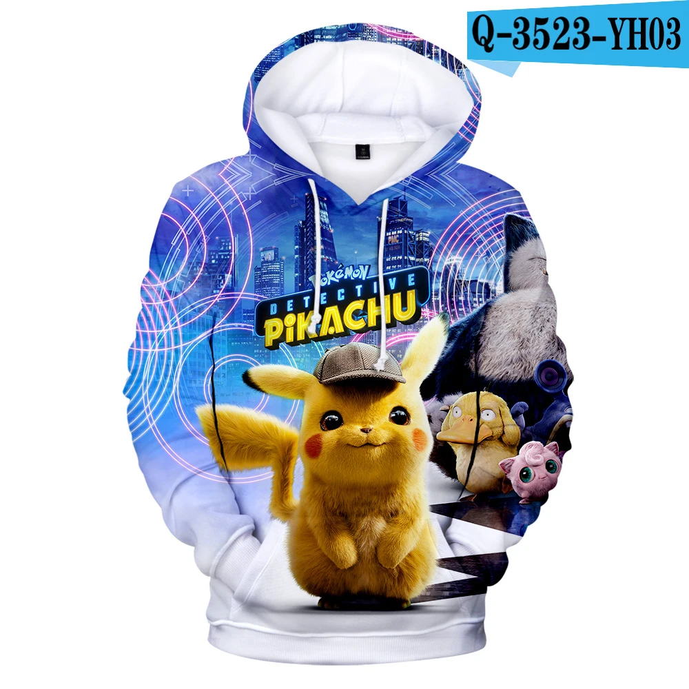 New Pokemon Detective Pikachu 3D Hoodies Men/women Fashion yellow children Warm Harajkuku 3D Print pikachu boys/girls Kids Hoody - Цвет: 3D