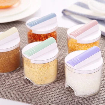 

5 Pcs/Set Transparent Seasoning Box Spice Rack Storage Container Condiment Clamshell Spice Jars Kitchen Storage Box Set Tools