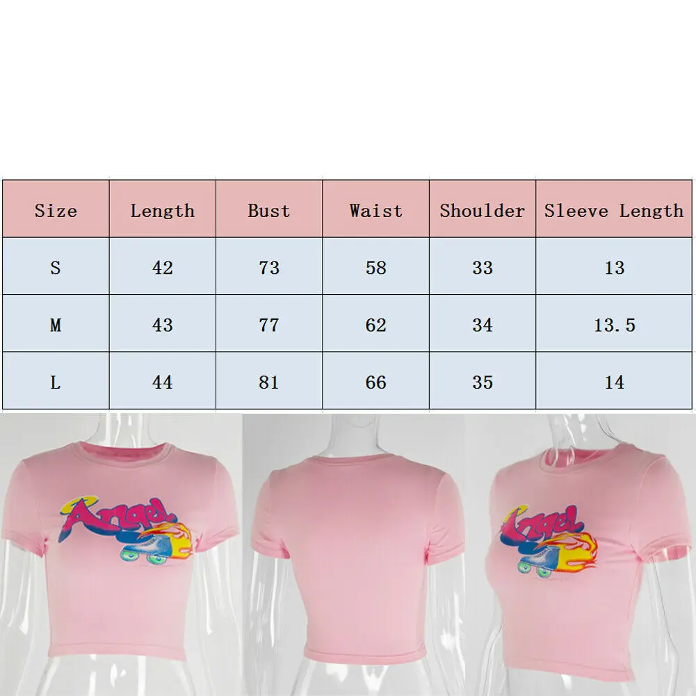 H985d6582248942e589e59180d799e552X - Angel Letter Printed Short Sleeve T-Shirts