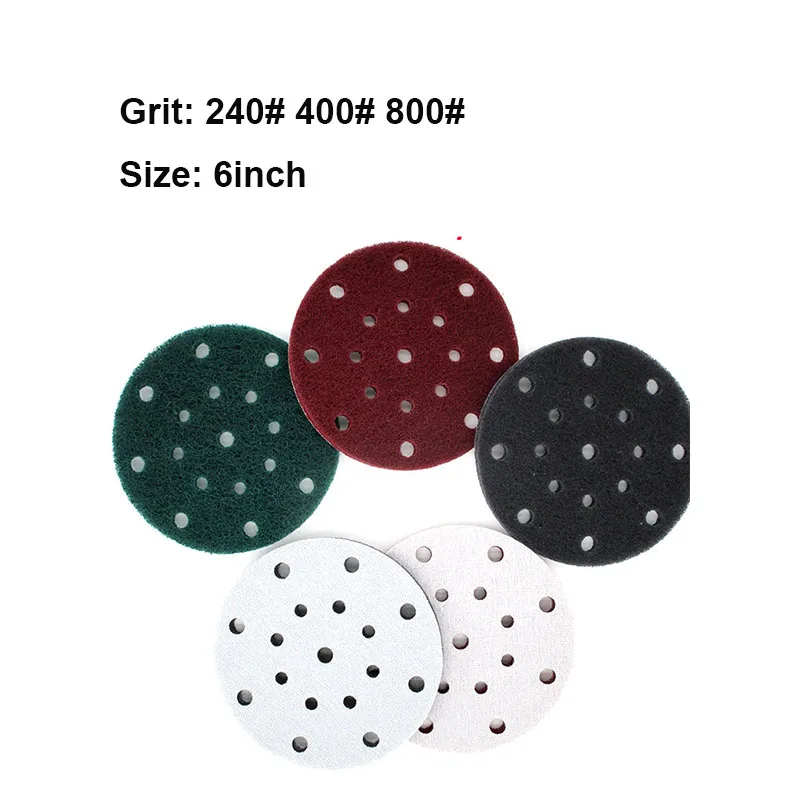 

6 Inch 6/9/15/17 Hole Round Power Scrub Pads Red Flocking Industrial Scouring Pads Polishing Derusting Cloth 240-800#