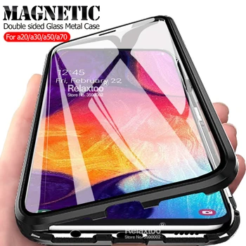 

Magnetic case on the For samsung Galaxy A50 a70 a30 a20 a 30 50 70 2019 Double sided Glass a305F a205F a505F a705F Metal coque