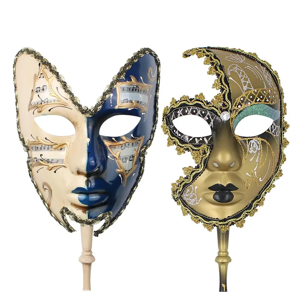 Venetian Masquerade Mask Couples Full Face Covered Masks Handheld Stick  Masks Traditional Masquerade Ball Stick Masks 