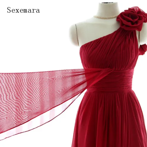Vestido de noiva longo, длинное красное шифоновое платье на одно плечо с цветами, вечерние платья для выпускного вечера, Платья для подружек невесты