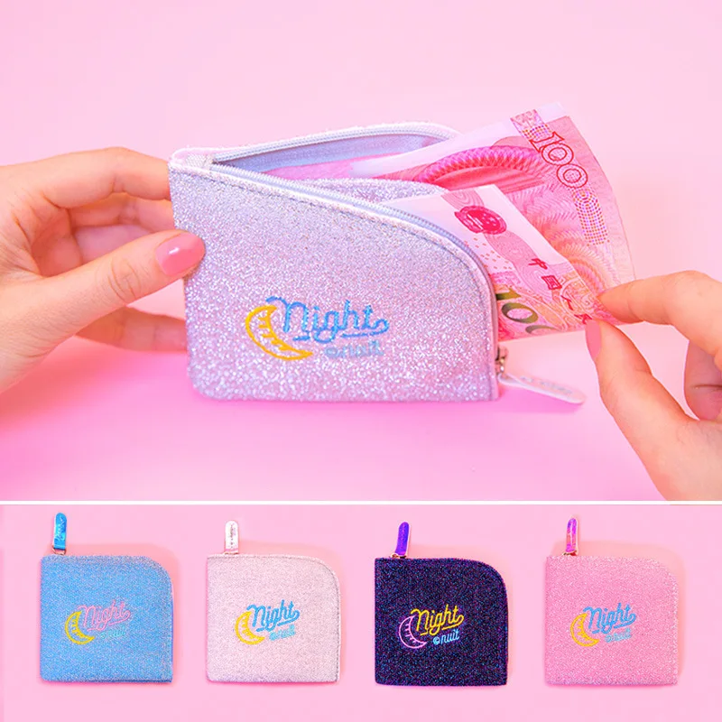 

Bentoy Shiny Circular Bead Purse GIRL'S INS-Style Earphones Storage Literature And Art Students Wallet Qt3226