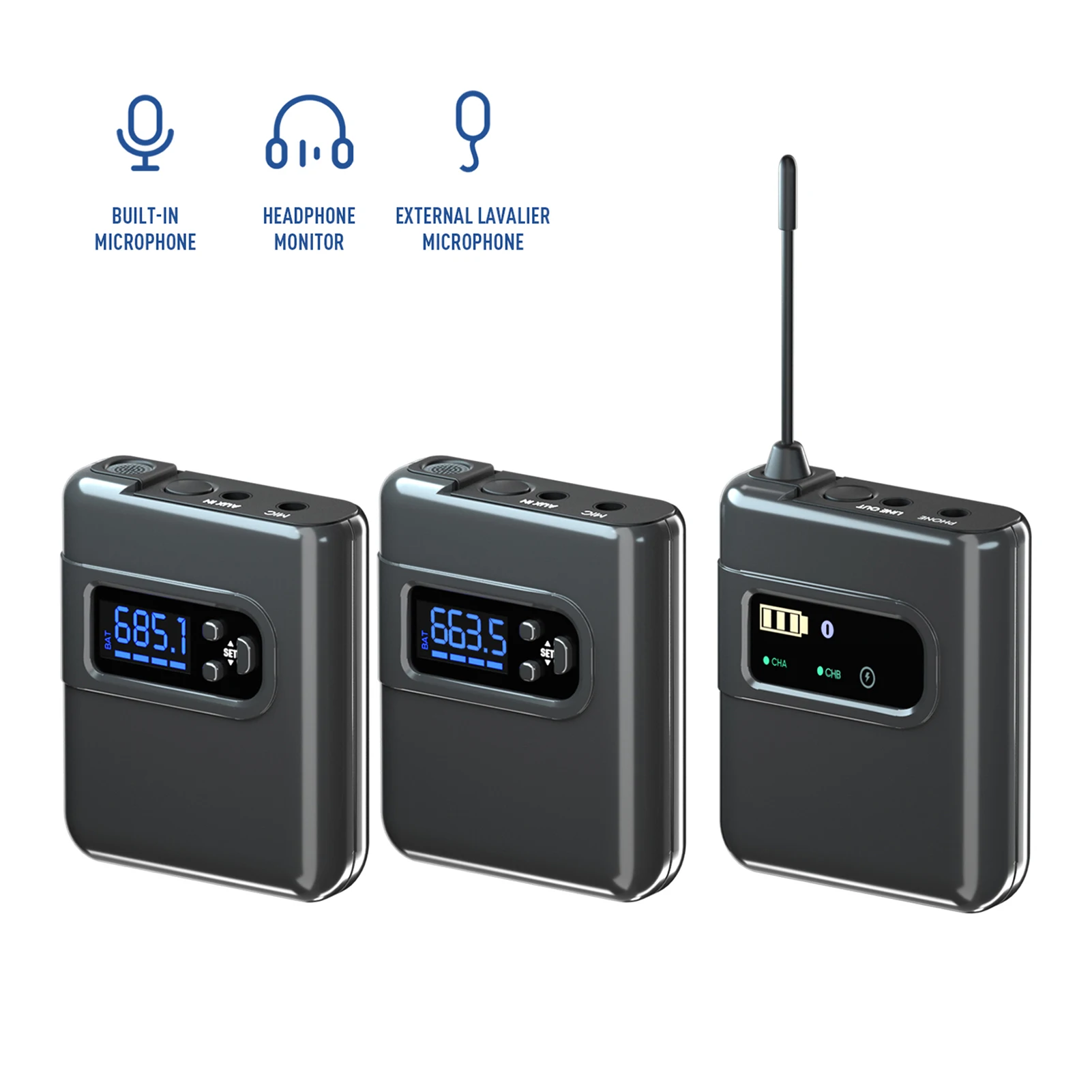Wireless Lavalier Microphone System with Transmitters and Receiver Omnidirectional Lapel Mic for Interview Recording Conference |
