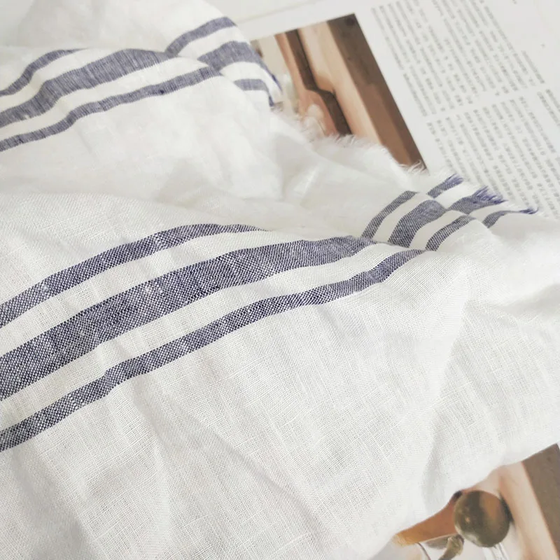 1 м чистая льняная ткань 110 дюймов ширина 165gsm вес ферментированный камень мыть полосой ткань пряжа краситель полосы для постельных комплектов