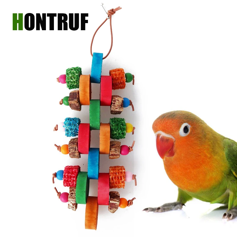

Parrot Toy Bird Toy Fruit Bite Destruction Toy Pet Toy Bird Cage Accessory Training Toy Wooden Bite Toy